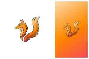 simple minimal modern outlined fox logo design illustration with gradient color vector