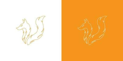 simple minimal modern fox logo design illustration in outline style vector