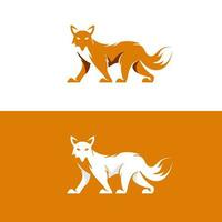 walking fox illustration logo design vector