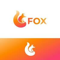 modern minimal fox logo design with gradient color vector