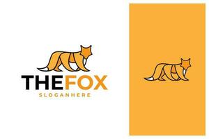 walking fox illustration  outlined logo design vector