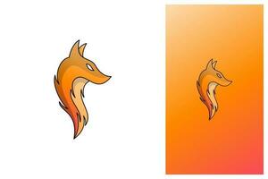 simple minimal modern outlined fox logo design illustration with gradient color vector