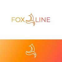 simple minimal modern fox logo design illustration with gradient color in outline style vector