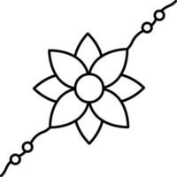 Floral Rakhi Icon In Black Line Art. vector