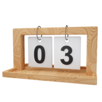 3d icon date 3 wood calendar illustration concept icon render png
