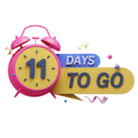 3d icon 11 days to go marketing promo ads illustration concept icon render png