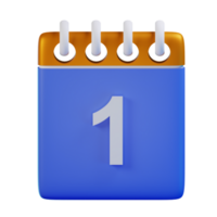 3d icon date 1 calendar illustration concept icon render png