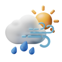 3d icon day heavy rain windy weather forecast illustration concept icon render png