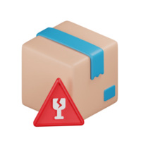 3d icon fragile package delivery illustration concept icon render png