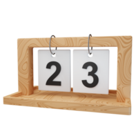 3d icon date 23 wood calendar illustration concept icon render png