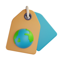 3d icon earth tag ecology earth day illustration concept icon render png