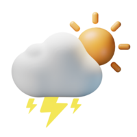 3d icon day thunder weather forecast illustration concept icon render png