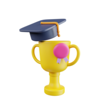 3d icon trophy education illustration concept icon render png
