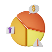 3d icon pie chart data graph illustration concept icon render png