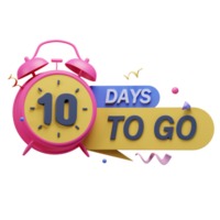 3d icon 10 days to go marketing promo ads illustration concept icon render png