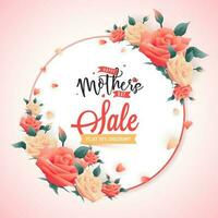 Discount Sale banner or poster design for Happy Mother's Day concept. vector