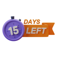 3d icon 15 days left marketing promo ads illustration concept icon render png