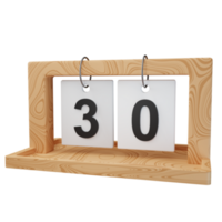 3d icono fecha 30 madera calendario ilustración concepto icono hacer png