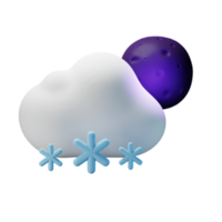 3d icon night full moon snow weather forecast illustration concept icon render png
