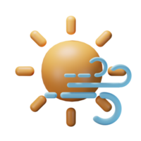 3d icono soleado día Ventoso clima pronóstico ilustración concepto icono hacer png