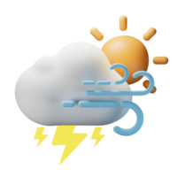 3d icon day thunder windy weather forecast illustration concept icon render png