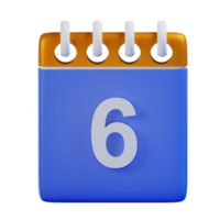 3d Symbol Datum 6 Kalender Illustration Konzept Symbol machen png