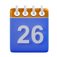 3d Symbol Datum 26 Kalender Illustration Konzept Symbol machen png