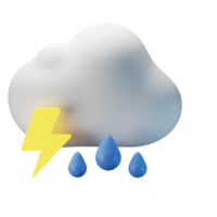 3d ícone nublado trovão chuva clima previsão ilustração conceito ícone render png