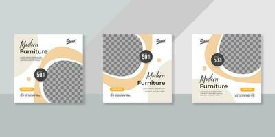 Modern furniture social media post templates design vector