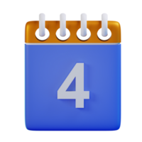 3d icon date 4 calendar illustration concept icon render png