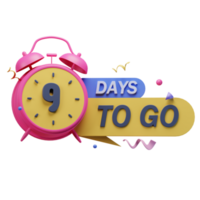 3d icon 9 days to go marketing promo ads illustration concept icon render png