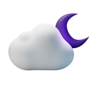 3d icon night half moon weather forecast illustration concept icon render png