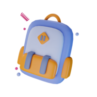 3d icon backpack education illustration concept icon render png