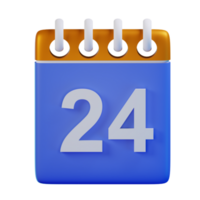 3d icon date 24 calendar illustration concept icon render png