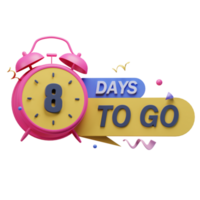 3d icon 8 days to go marketing promo ads illustration concept icon render png