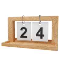 3d icon date 24 wood calendar illustration concept icon render png