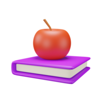 3d icon apple education illustration concept icon render png