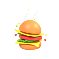 3d icon burger fast food illustration concept icon render png