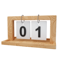 3d icoon datum 1 hout kalender illustratie concept icoon geven png