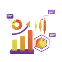 3d ikon analys Diagram data Graf illustration begrepp ikon framställa png