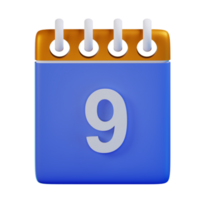 3d icoon datum 9 kalender illustratie concept icoon geven png