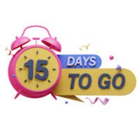 3d icon 15 days to go marketing promo ads illustration concept icon render png