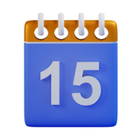 3d icoon datum 15 kalender illustratie concept icoon geven png