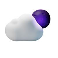 3d icoon bewolkt nacht vol maan weer voorspelling illustratie concept icoon geven png