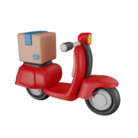 3d icona scooter pacchetto consegna illustrazione concetto icona rendere png