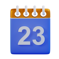 3d icon date 23 calendar illustration concept icon render png