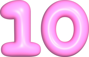 rosa 3d numero 10 png