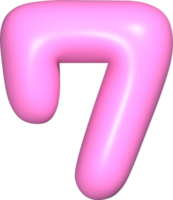 Pink 3D Number 7 png