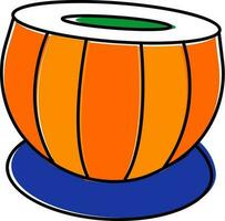 Illustration Of Tabla Icon In Orange And Blue Color. vector