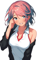 AI GENERATED - Sticker - Anime Girl with blue hair 24212249 PNG